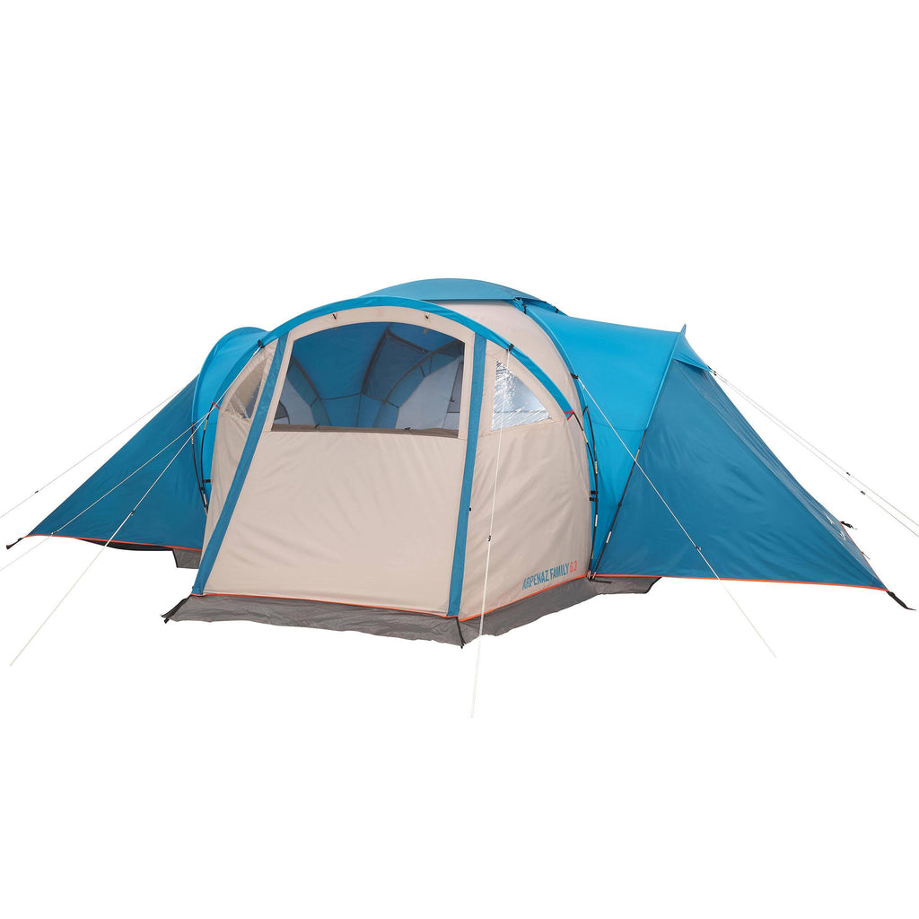 6 Persons 3 Rooms Arched Camping Tent in Blue Y650
