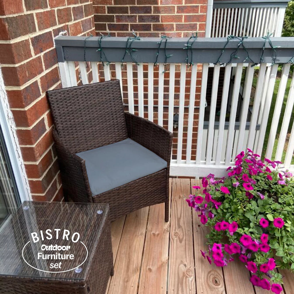 3 Piece Rattan Outdoor Furniture Set with Table G132