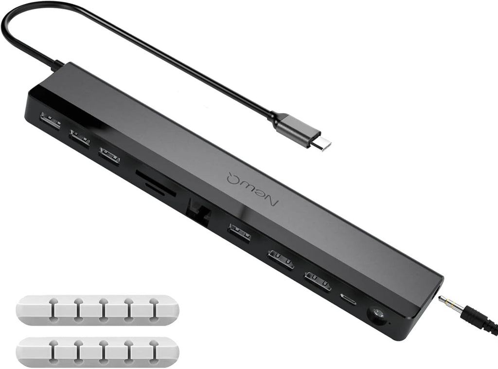12 in 1 USB C Laptop Docking Station with Dual HDMI 4K, 96W Power, 4 USB, Audio, Ethernet, SD/TF Reader, USB-C, 2 Cable Clips S917066