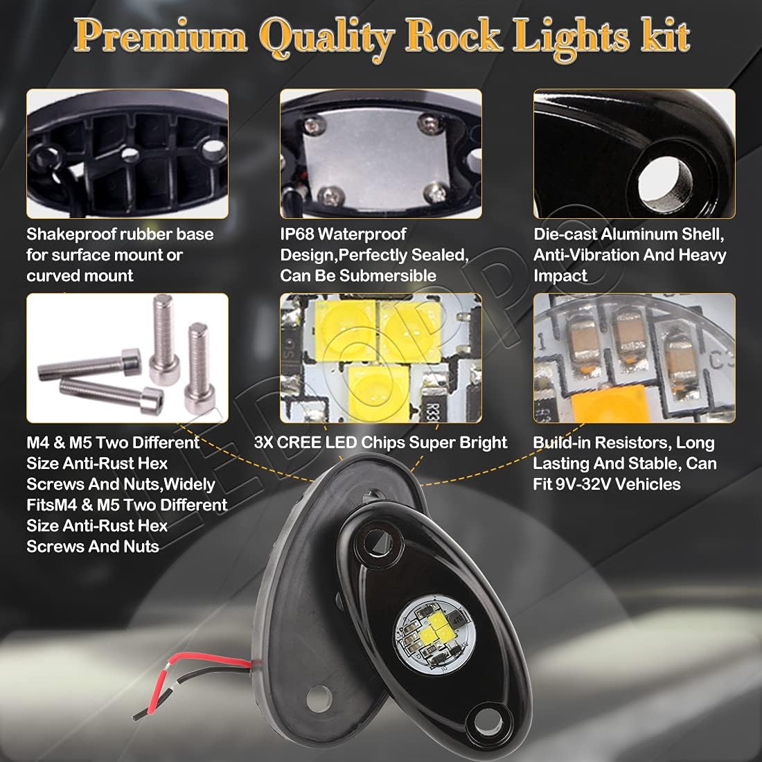 LED Rock Lights White 10PCS Waterproof Pack of 2 Y85721