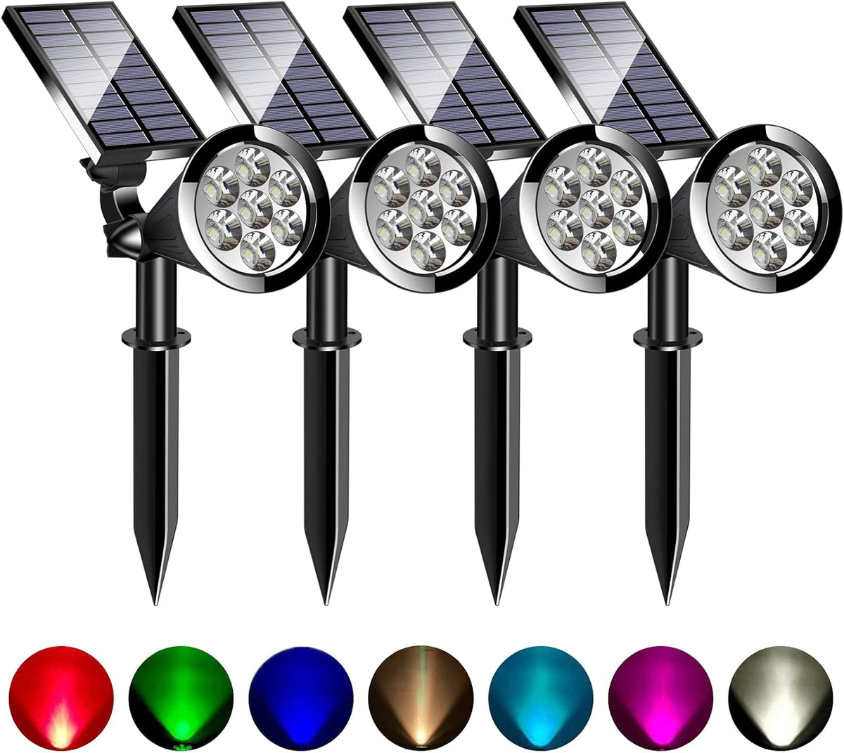 Solar Spotlight Multi-Color Solar Garden Lights 4 Pack B646443