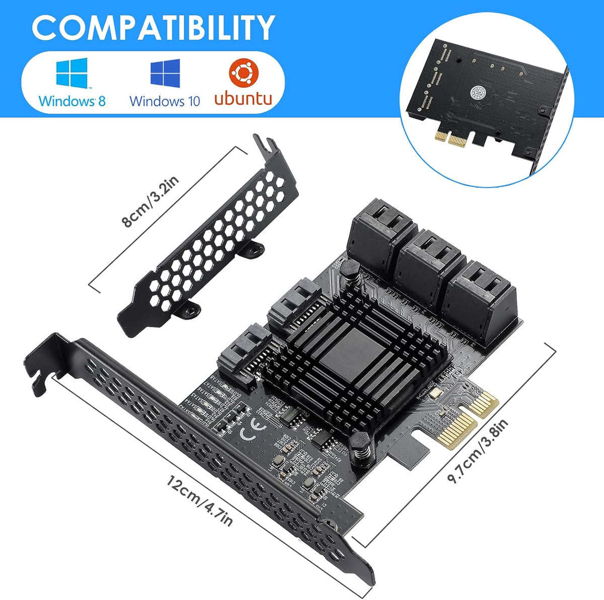 PCIe SATA Card 8 Ports Expansion Card I22206