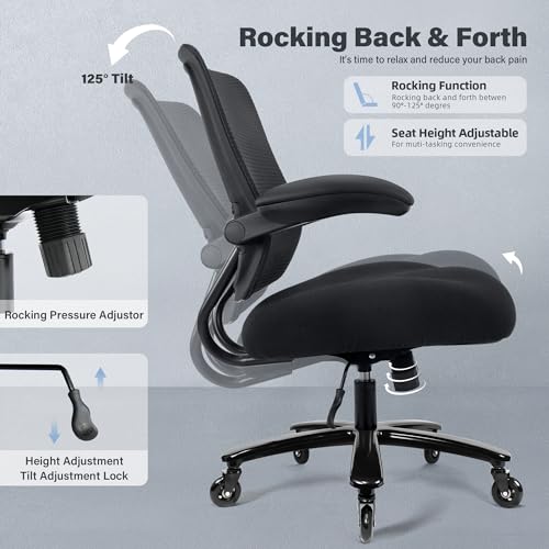 Heavy Duty Mesh Ergonomic Desk Chair with Flip-up Armrests Y1074
