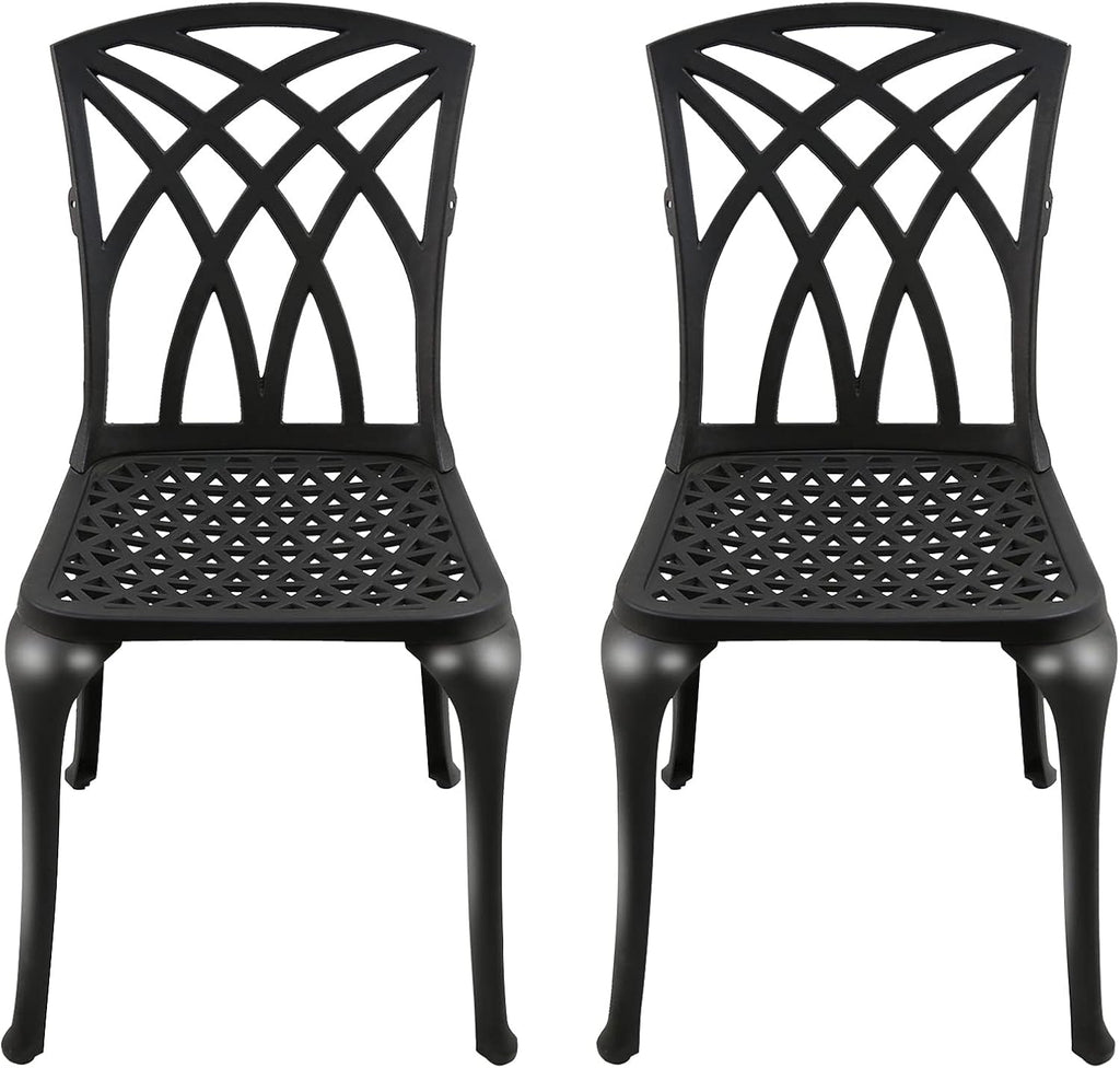 Black Cast Aluminum Outdoor Dining Arm Chairs, Set of 4 O78677