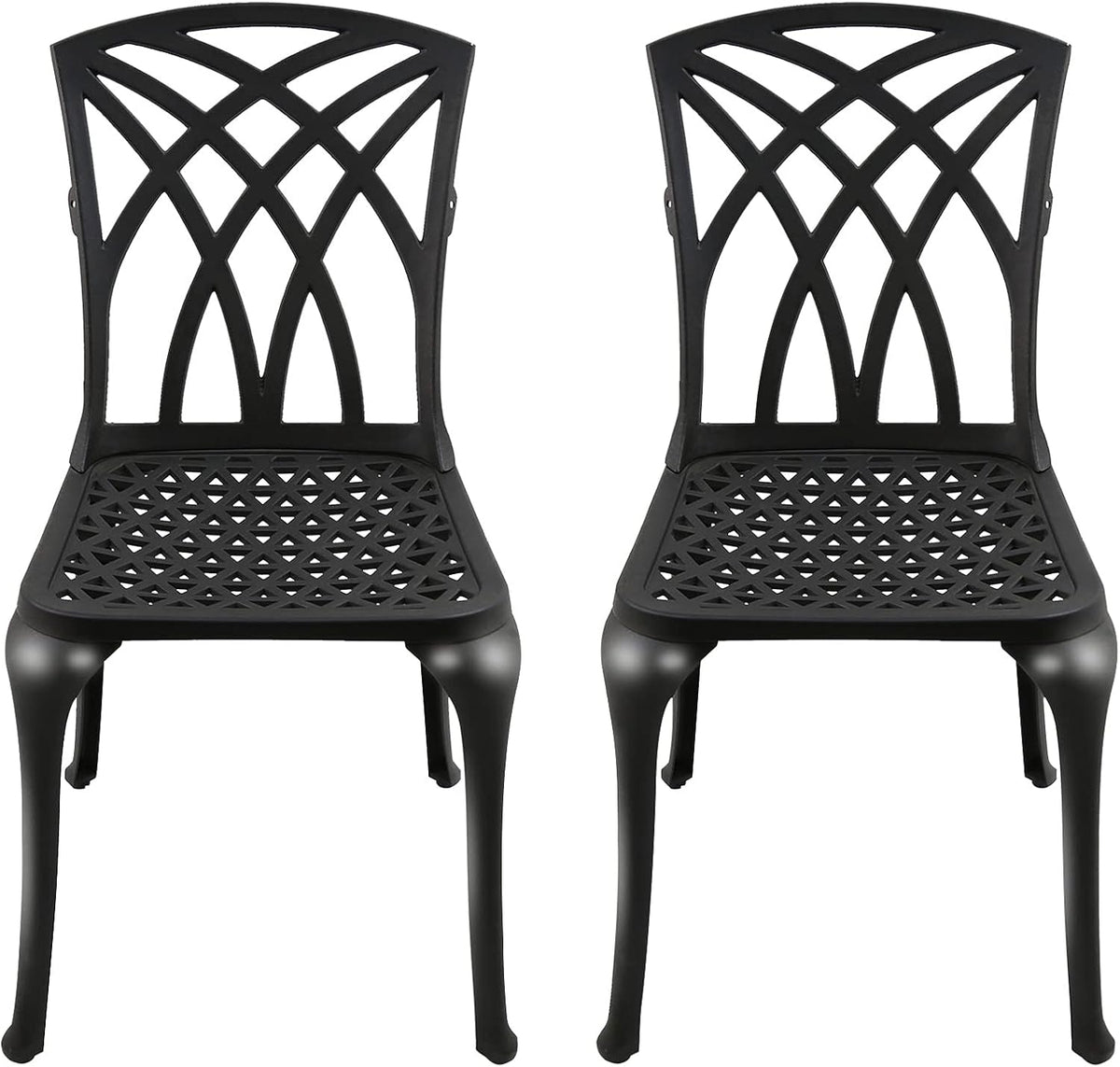 Black Cast Aluminum Outdoor Dining Arm Chairs, Set of 4 O78677