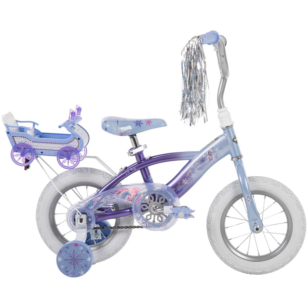 12 in. Bike with Doll Carrier Sleigh, White and Purple K734363