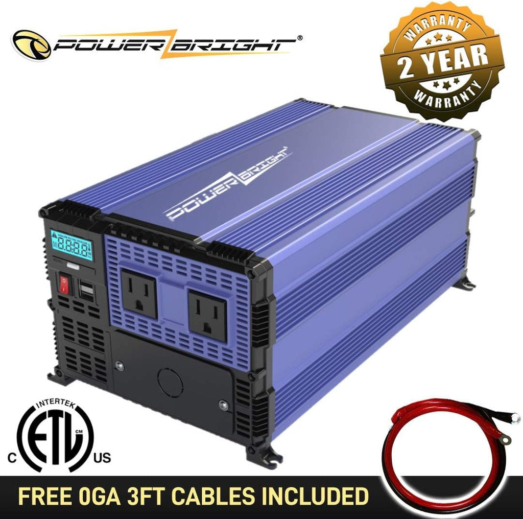 4000 Watts Modified Sine Wave Power Inverter 12V to 110V DC to AC Converter with Dual AC Outlets and 2 USB Ports M62179