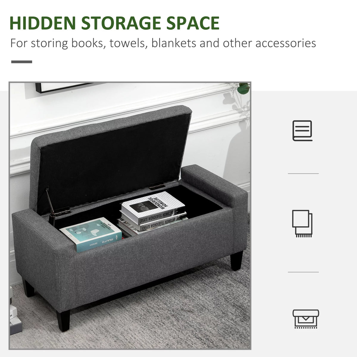 Linen Storage Ottoman Bench V4433