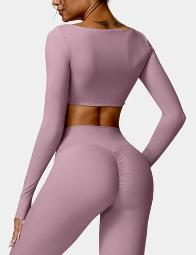 Crop Top Long Sleeve Padded Sports Yoga Shirt P8930