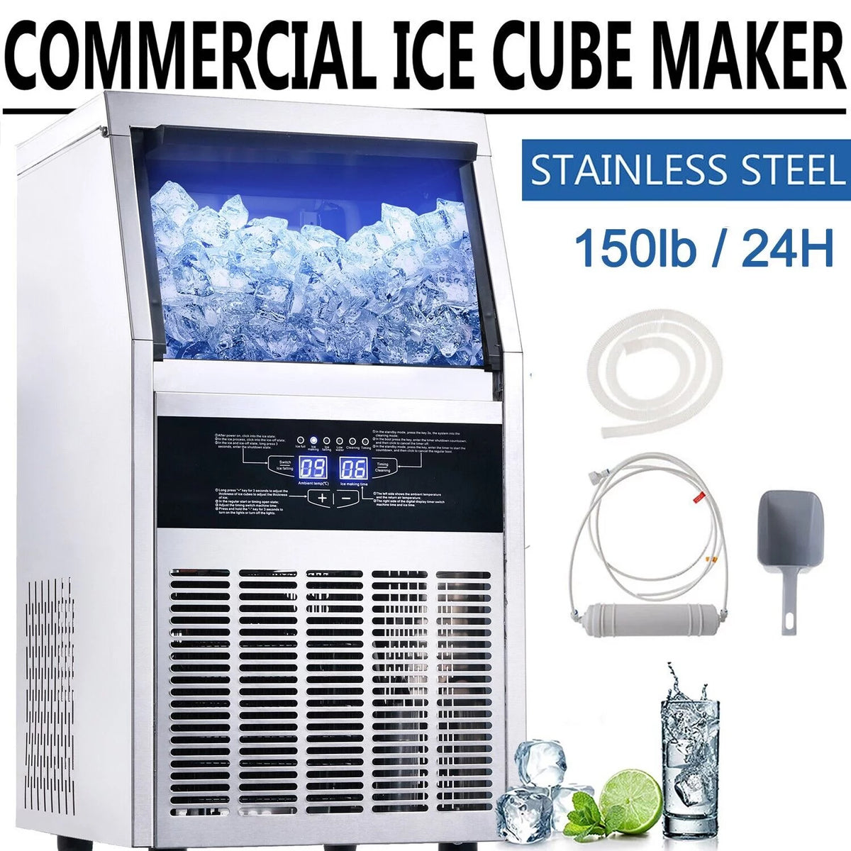 150lb Stainless Steel Commercial Ice Maker B8802