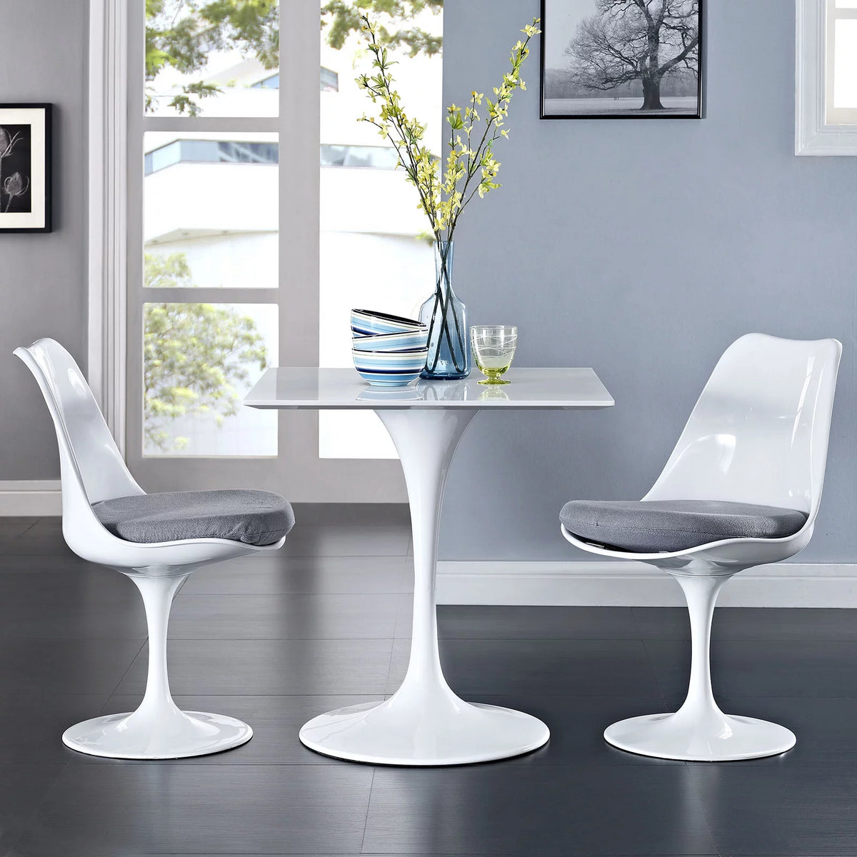 28" Square Wood Top Dining Table in White N228471