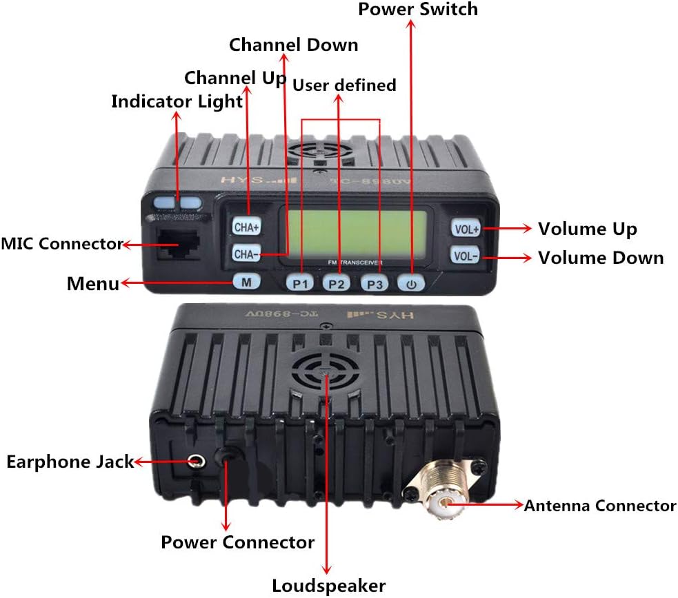 25W Dual Band VHF/UHF Mobile Transceiver with Magnetic Mount and Antenna O974