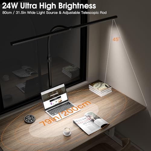 Desk Lamp with Remote Control, Adjustable Brightness & Color Temperature, 24W U31997