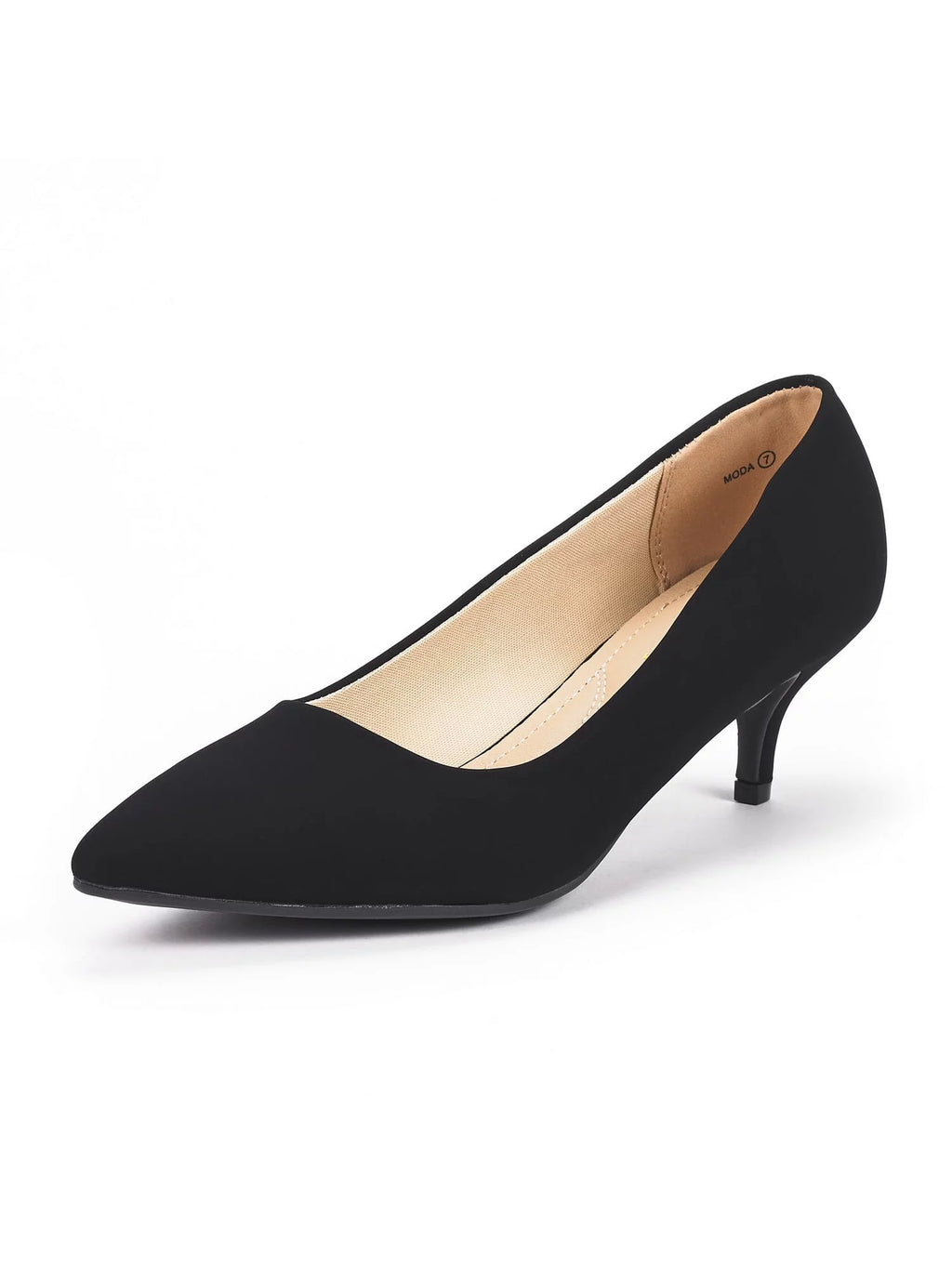 Black Pointed Toe Kitten Heel Slip On Dress Pumps 9.5 T600