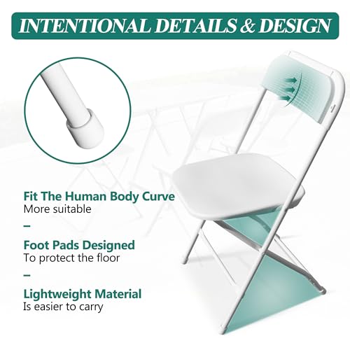 4 Pack White Plastic Folding Chair H909874