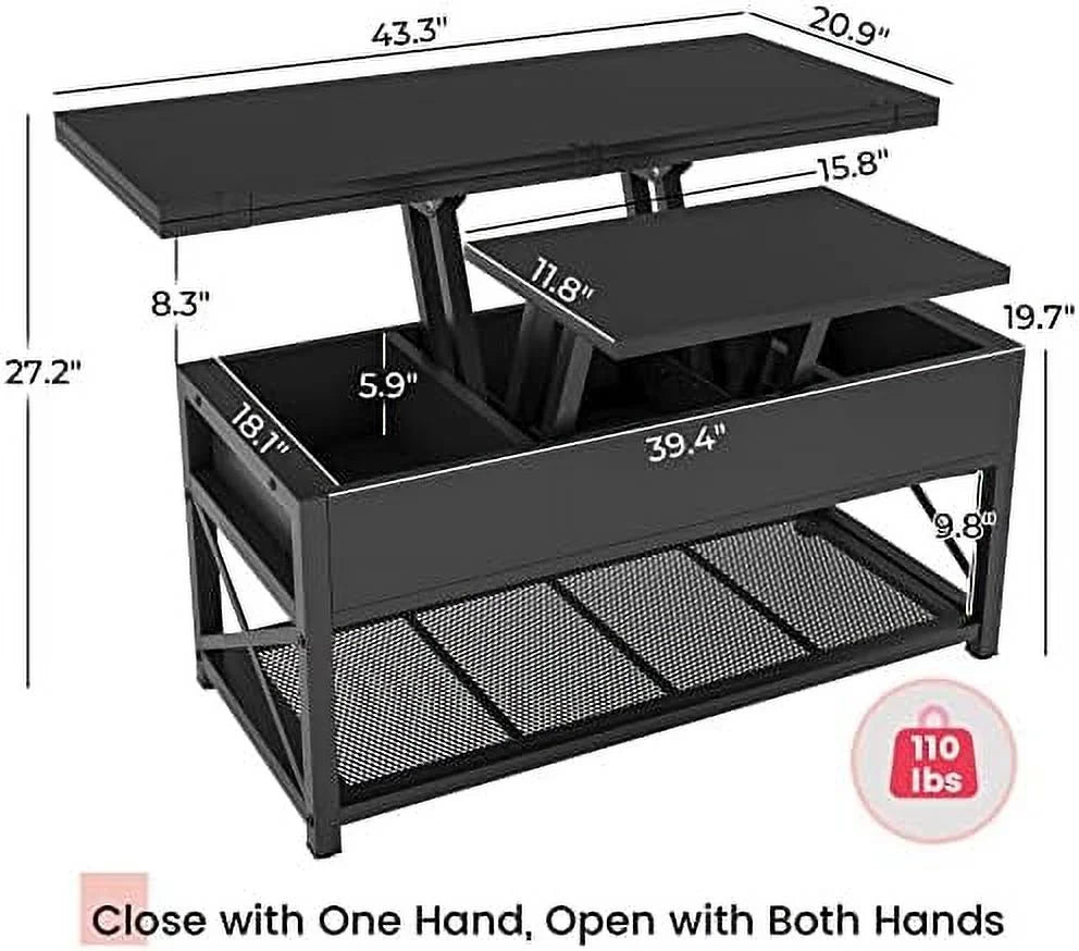 43" Lift Top Coffee Table Grey J34662