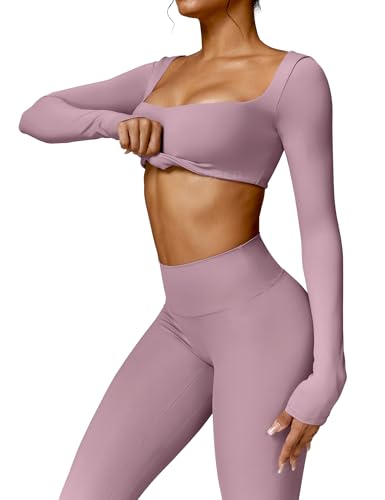 Crop Top Long Sleeve Padded Sports Yoga Shirt P8930