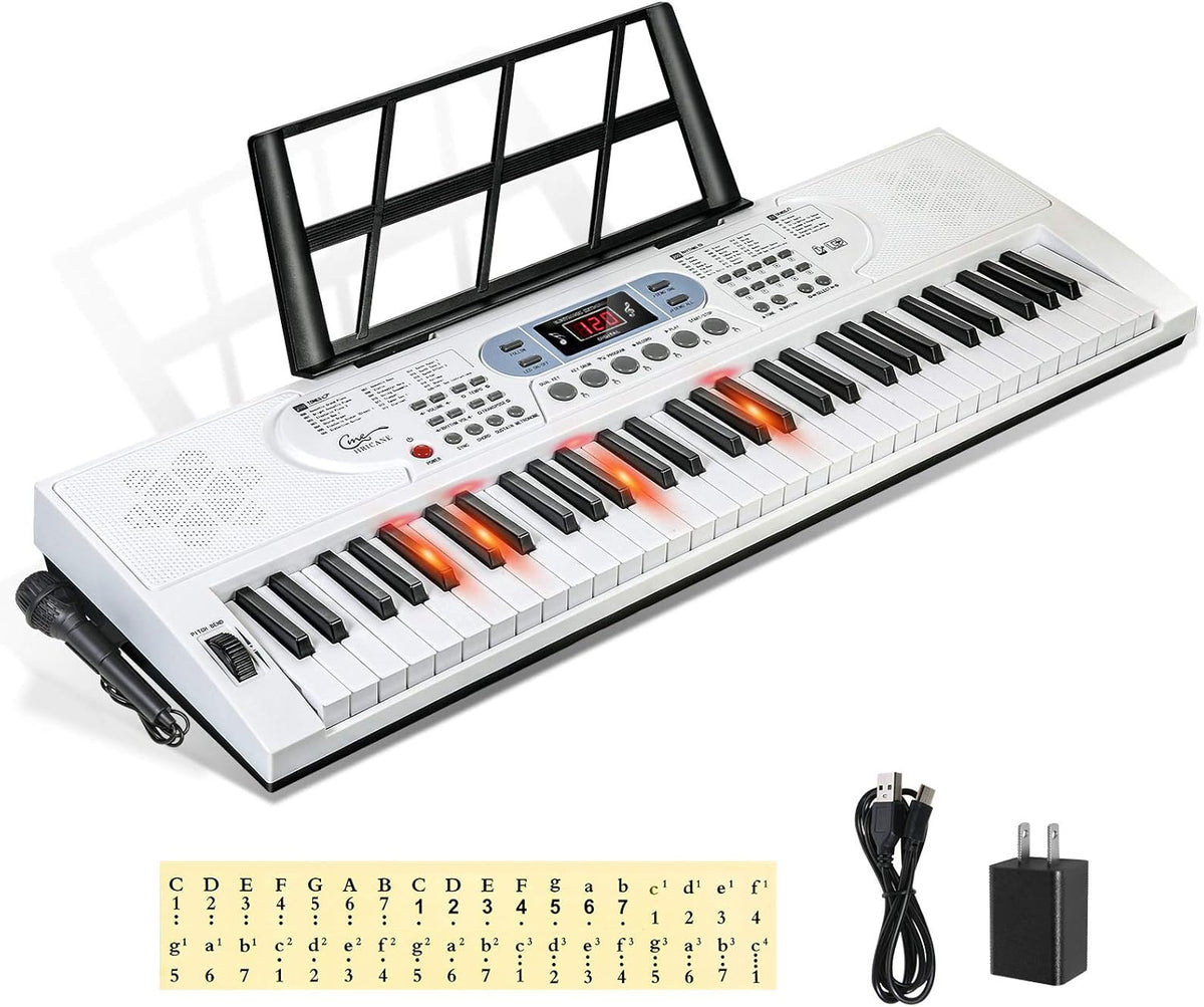 61 Key Lighted Keys Electronic Keyboard Piano with Microphone O40963