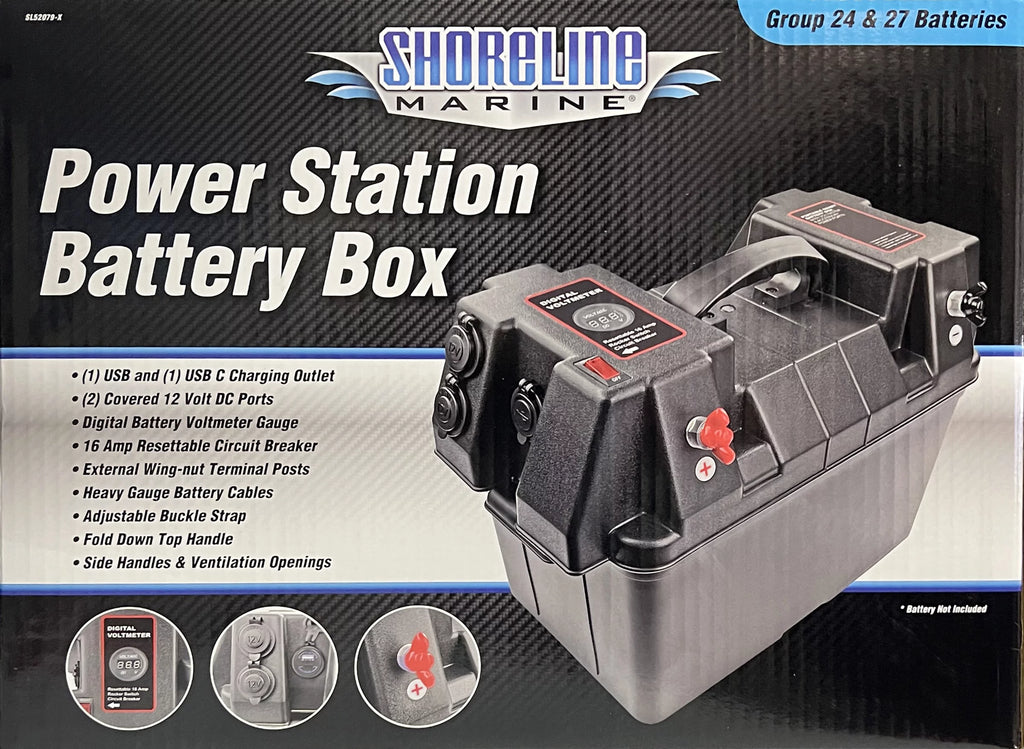 Boat Battery Box with USB & USB-C E8425