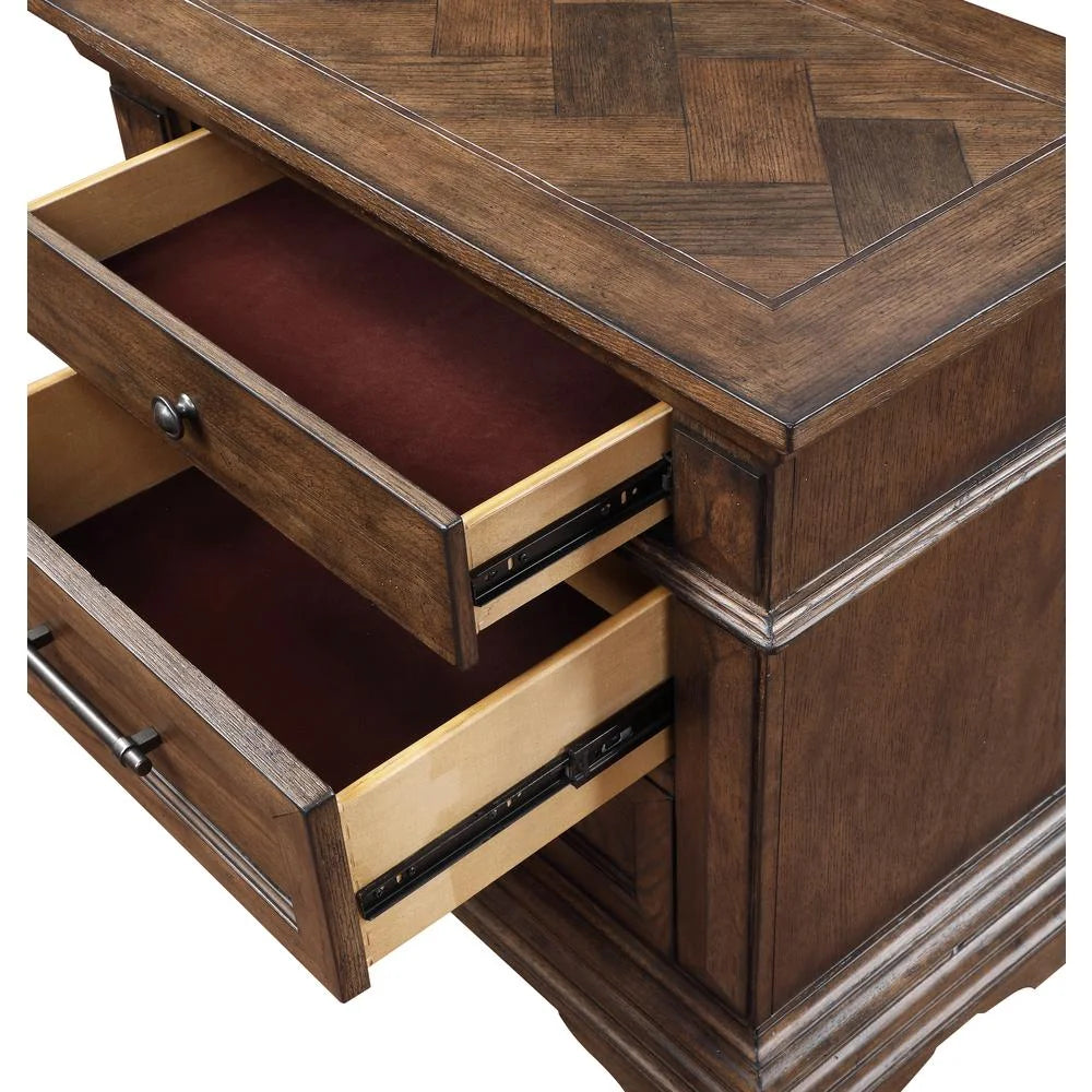 Solid Wood 3-Drawer Nightstand in Brushed Walnut F3917