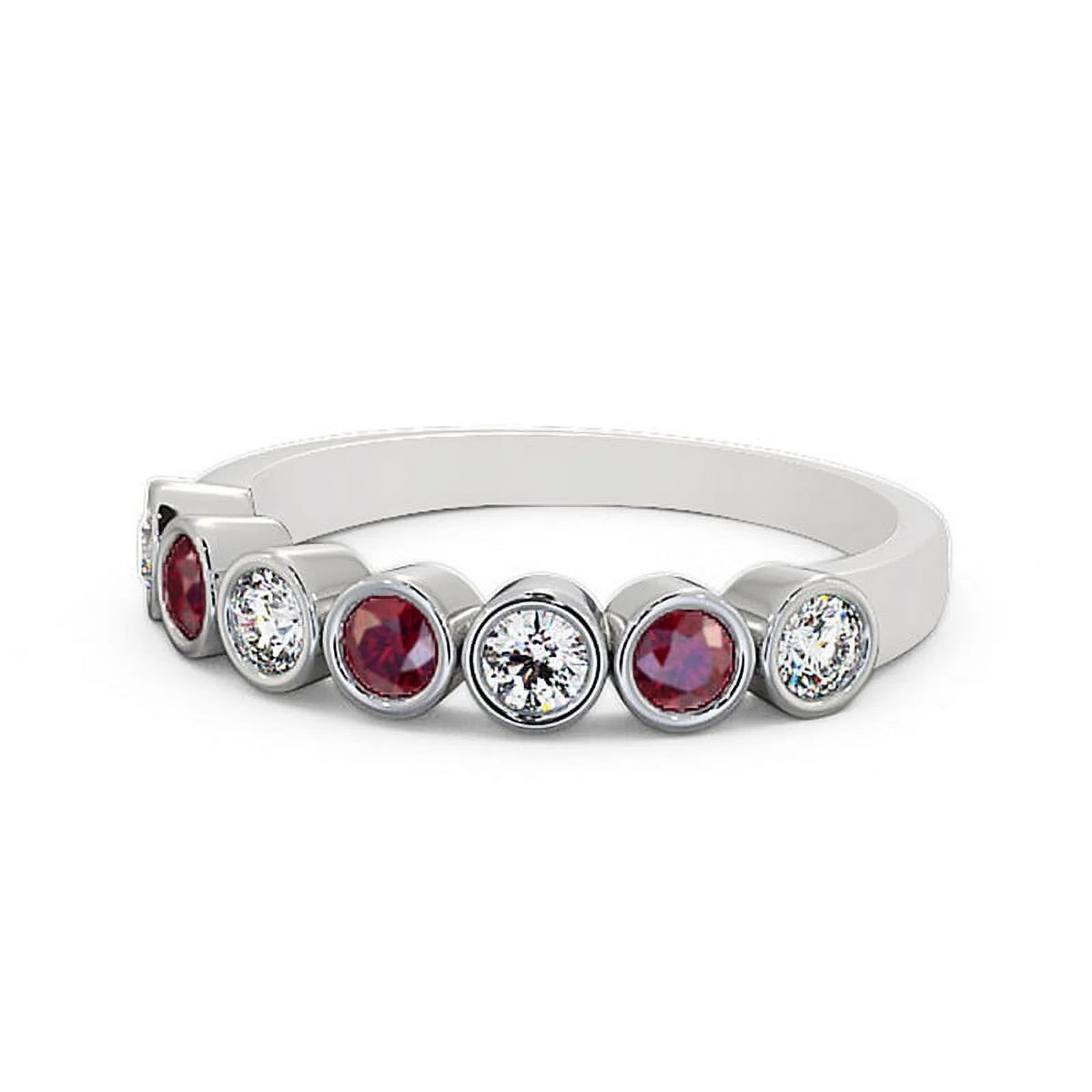 14K White Gold Ruby Diamond Eternity Band P2347
