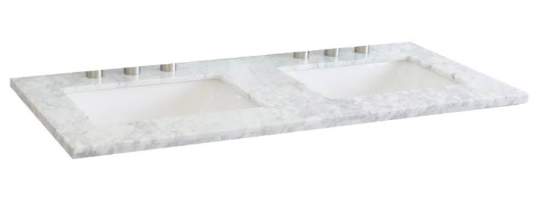 49 inch Carrara Marble Countertop with Double Rectangular Sink L577