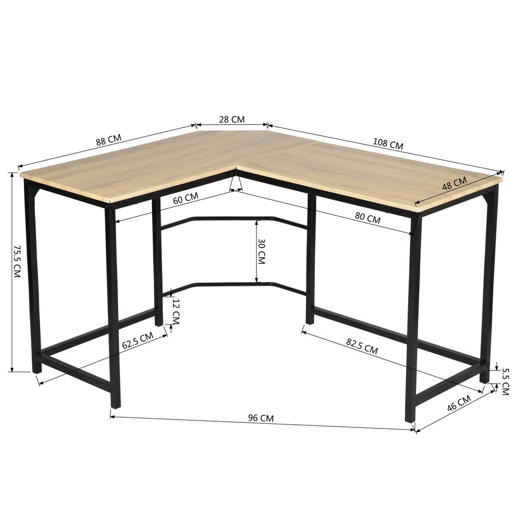 L-Shape Computer Desk with Metal Structure C8635