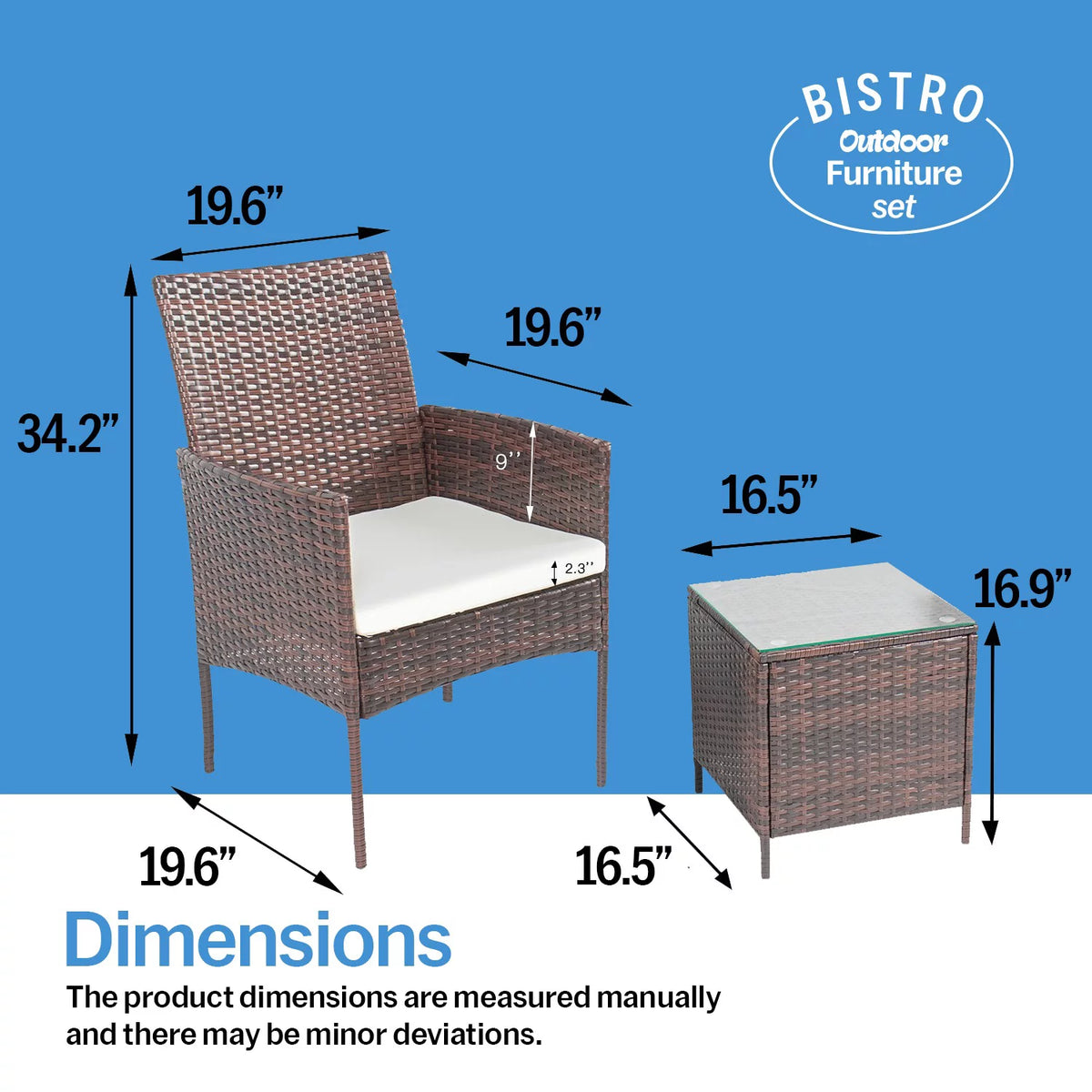 3 Piece Rattan Outdoor Furniture Set with Table G132