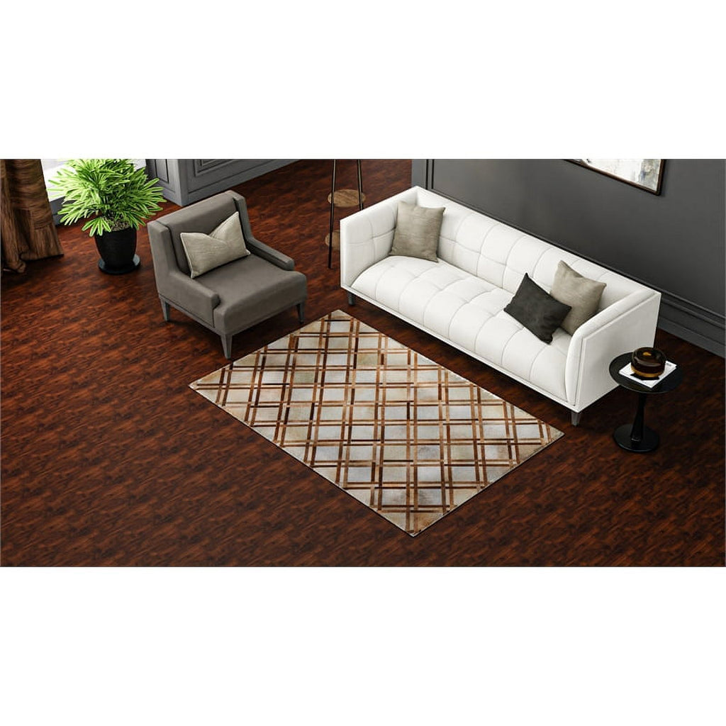 48" x 72" Rectangular Leather Area Rug in Camel M919