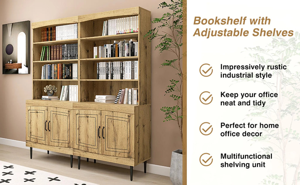 72" Walnut Kitchen Pantry Cabinet with Doors and Adjustable Shelves T890