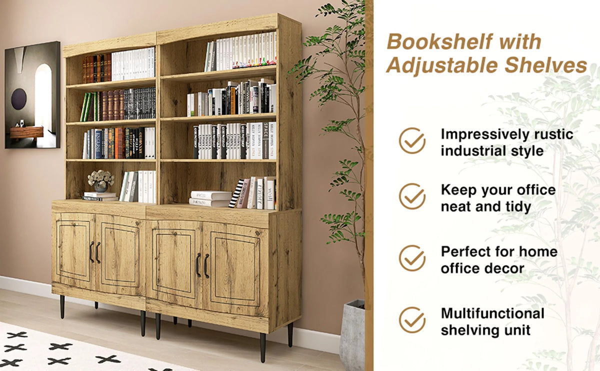 72" Walnut Kitchen Pantry Cabinet with Doors and Adjustable Shelves T890
