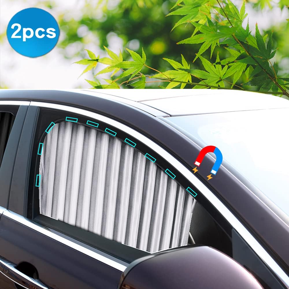Black-Opaque Pleated Car Window Sun Shade 4pcs X711