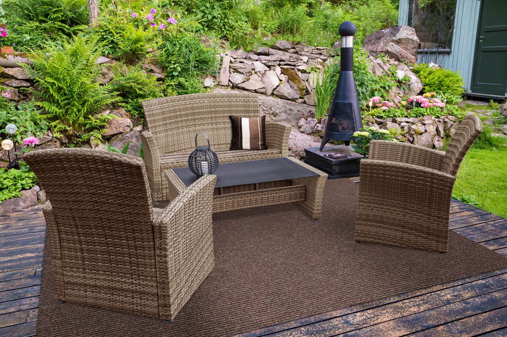 Ribbed Indoor/Outdoor Carpet with Rubber Marine Backing Tuscan Brown 6' x 10' Z879
