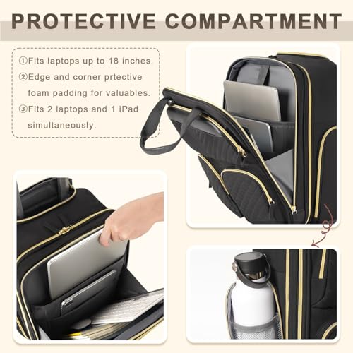 Black Gold Underseat Carry On Luggage with Wheels U516
