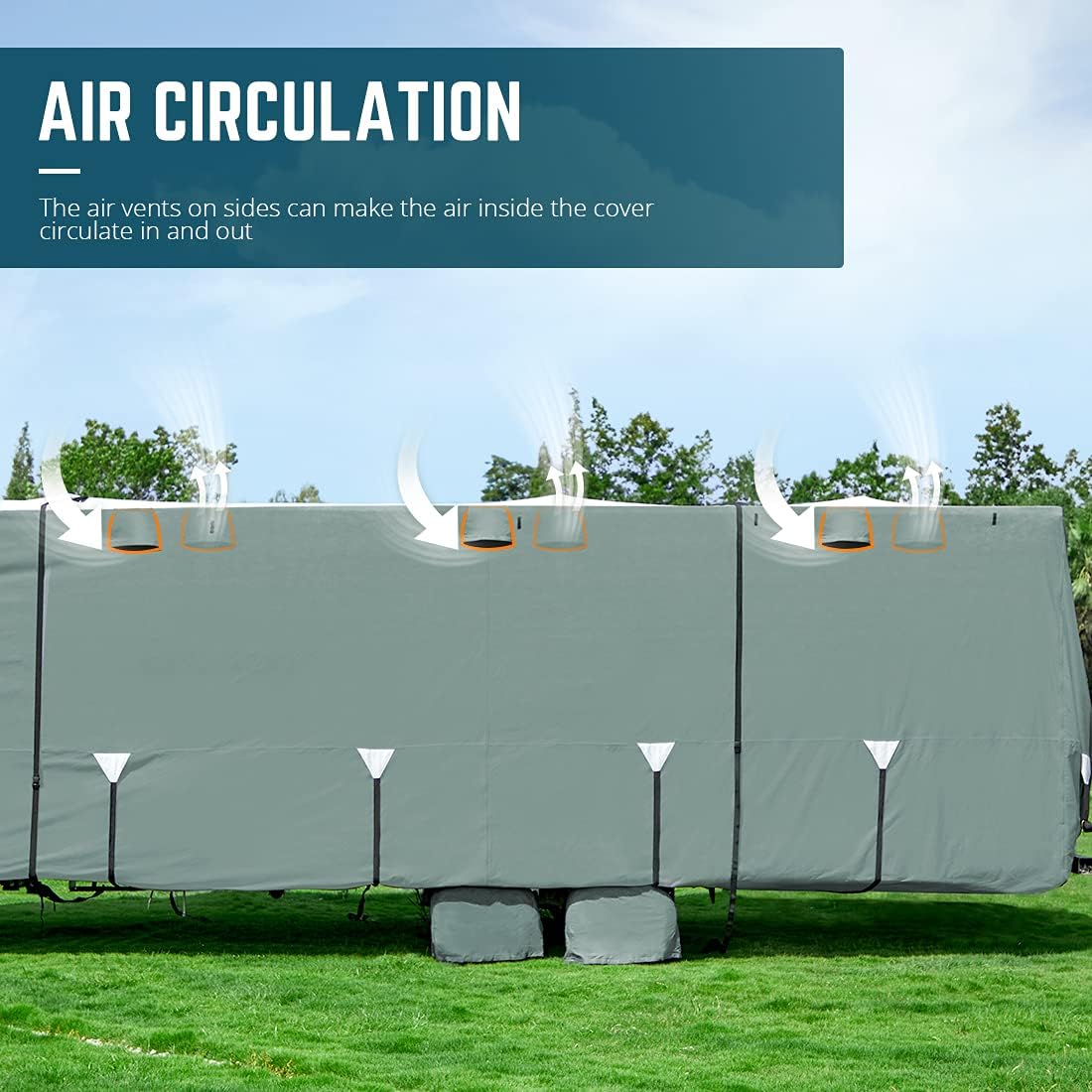 22'-24' Waterproof Breathable RV Cover with Straps & Tire Covers N6303