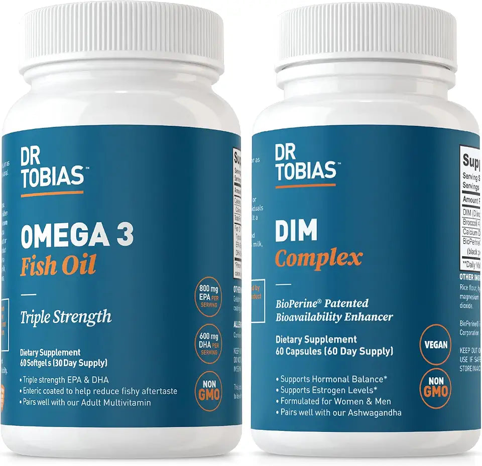 Omega 3 Fish Oil and DIM Complex Supplements, 60 Capsules Y9561