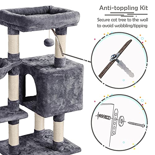 Light Gray 38in Cat Tree with Scratching Posts J4964