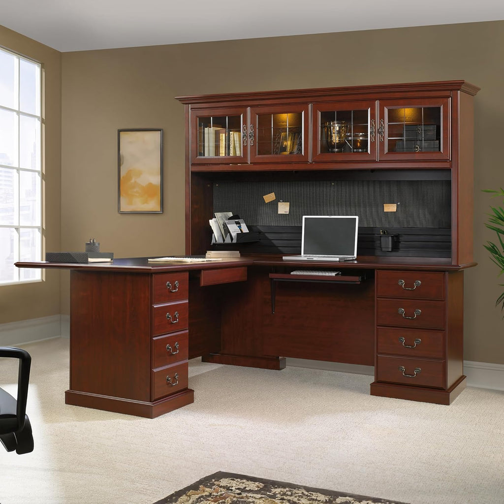 L-Shaped Desk with Hutch, Classic Cherry Y59331