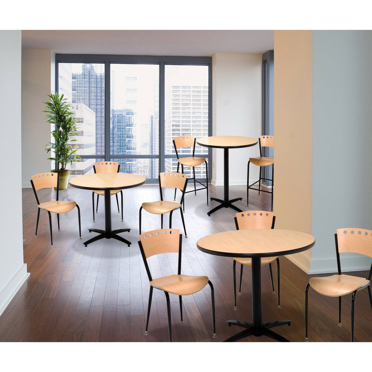 Walnut Metal Cafe Chair C415010