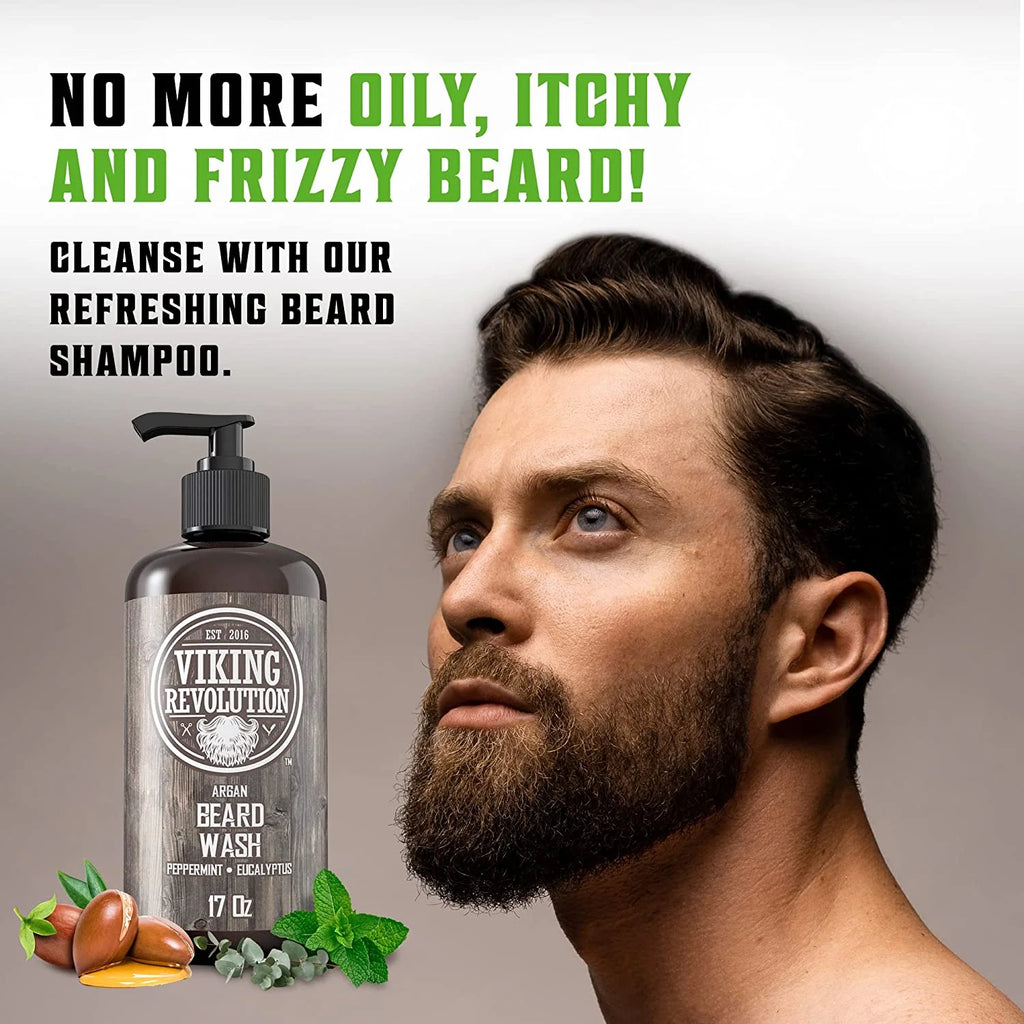 Beard Wash & Beard Conditioner Peppermint & Eucalyptus 34 Oz V7719