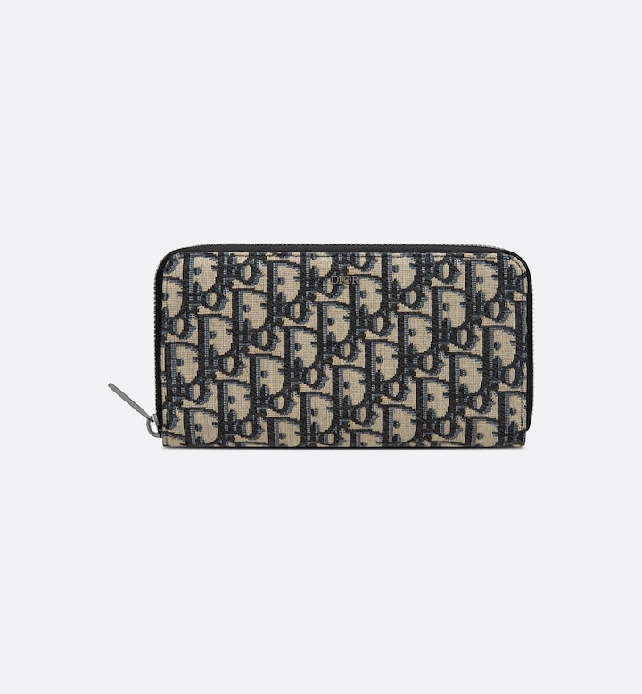 Beige and Black Oblique Jacquard Zipped Long Wallet H542475