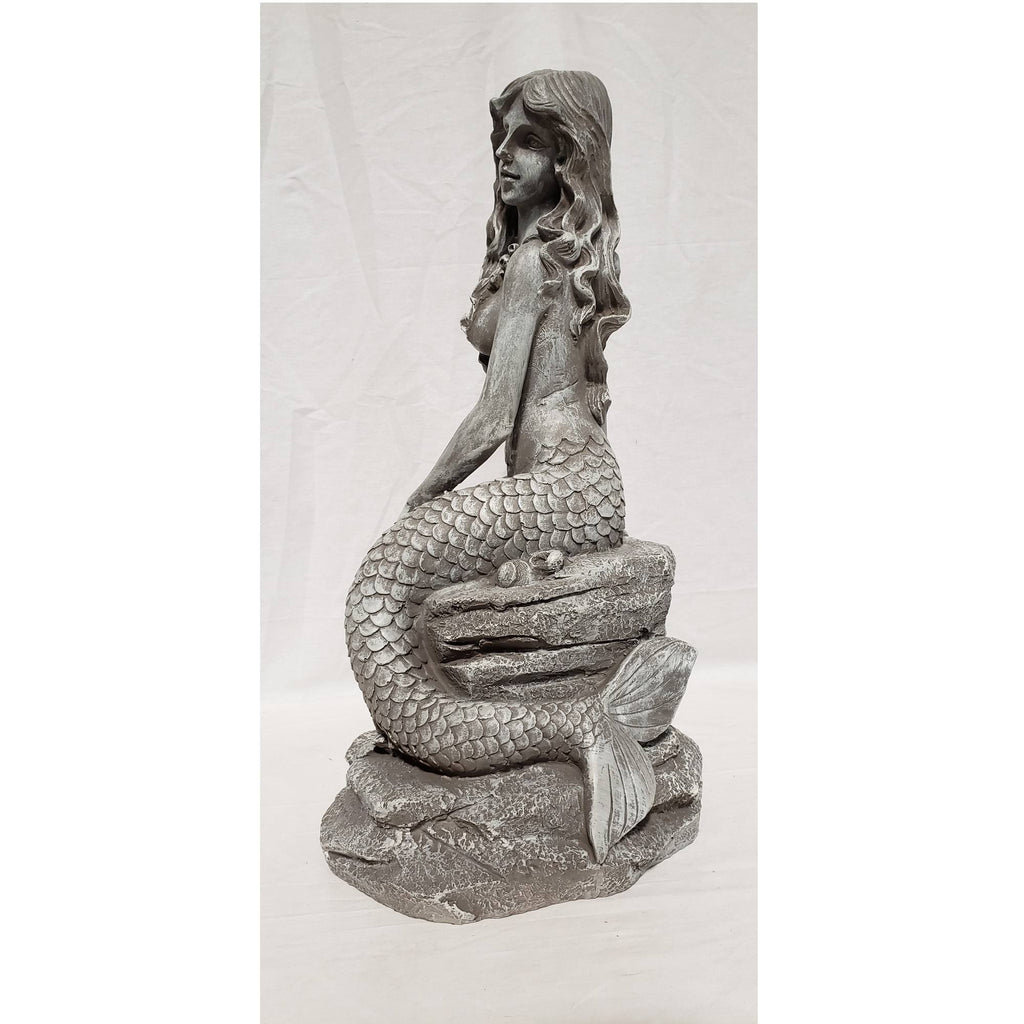 Gray Whitewashed Ceramic Mermaid Statue G14598