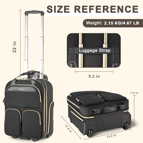 Black Gold Underseat Carry On Luggage with Wheels U516