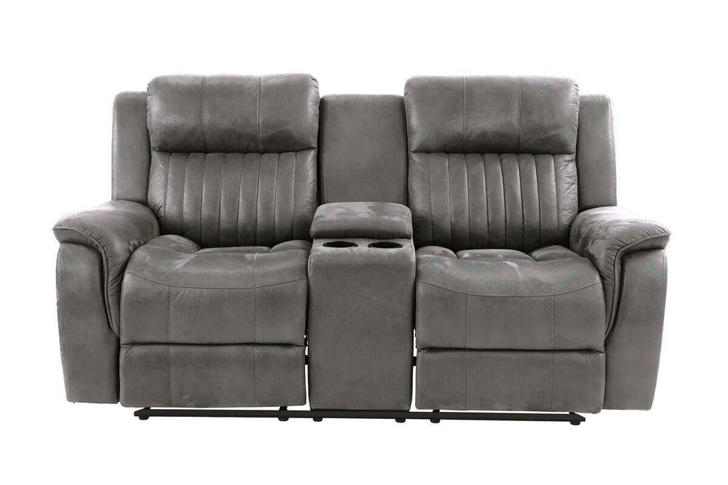 Slate Blue Leatherette Power Motion Reclining Sofa Set C203