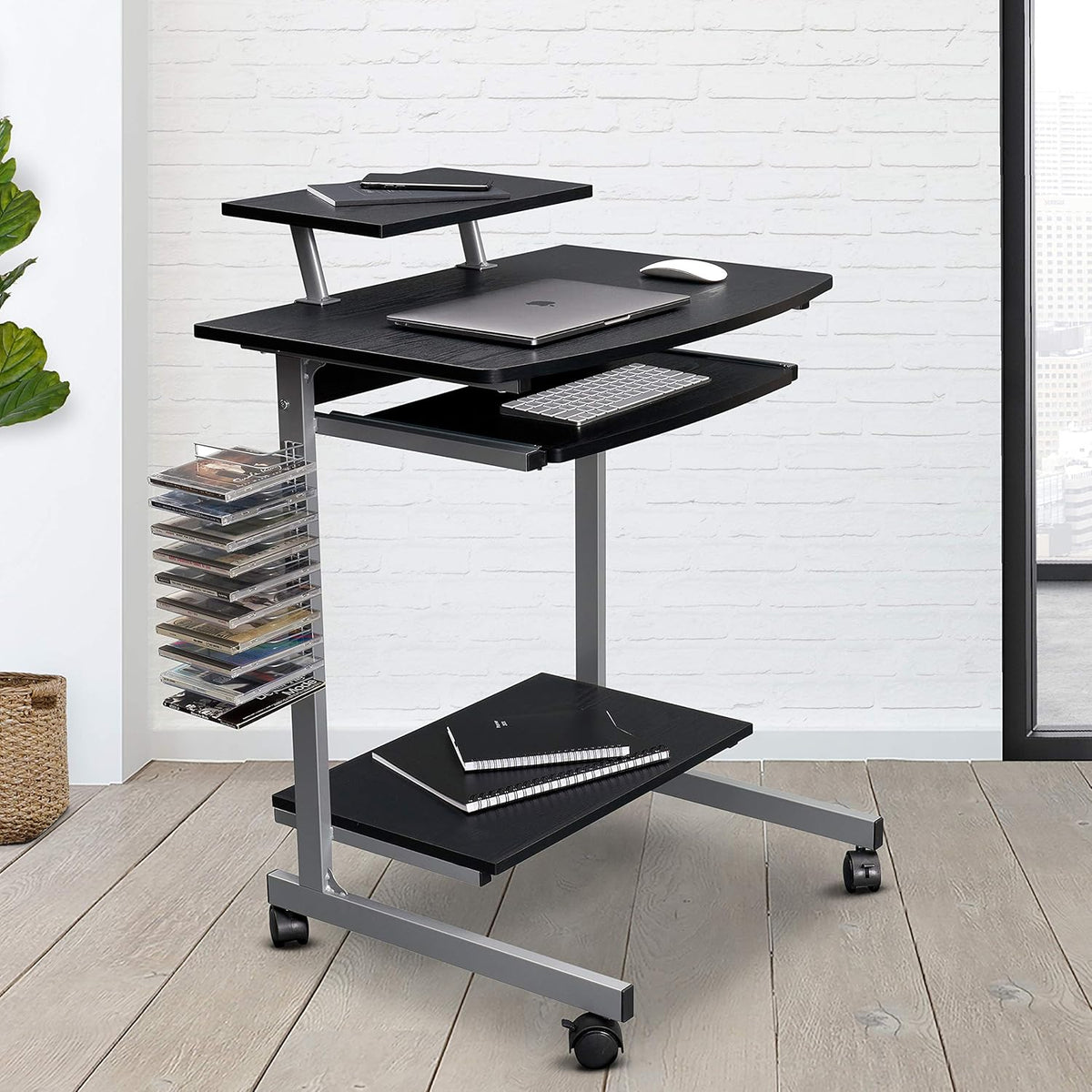 Compact Computer Cart With Storage, Graphite U55988