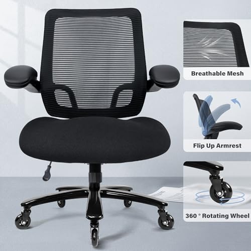 Heavy Duty Mesh Ergonomic Desk Chair with Flip-up Armrests Y1074