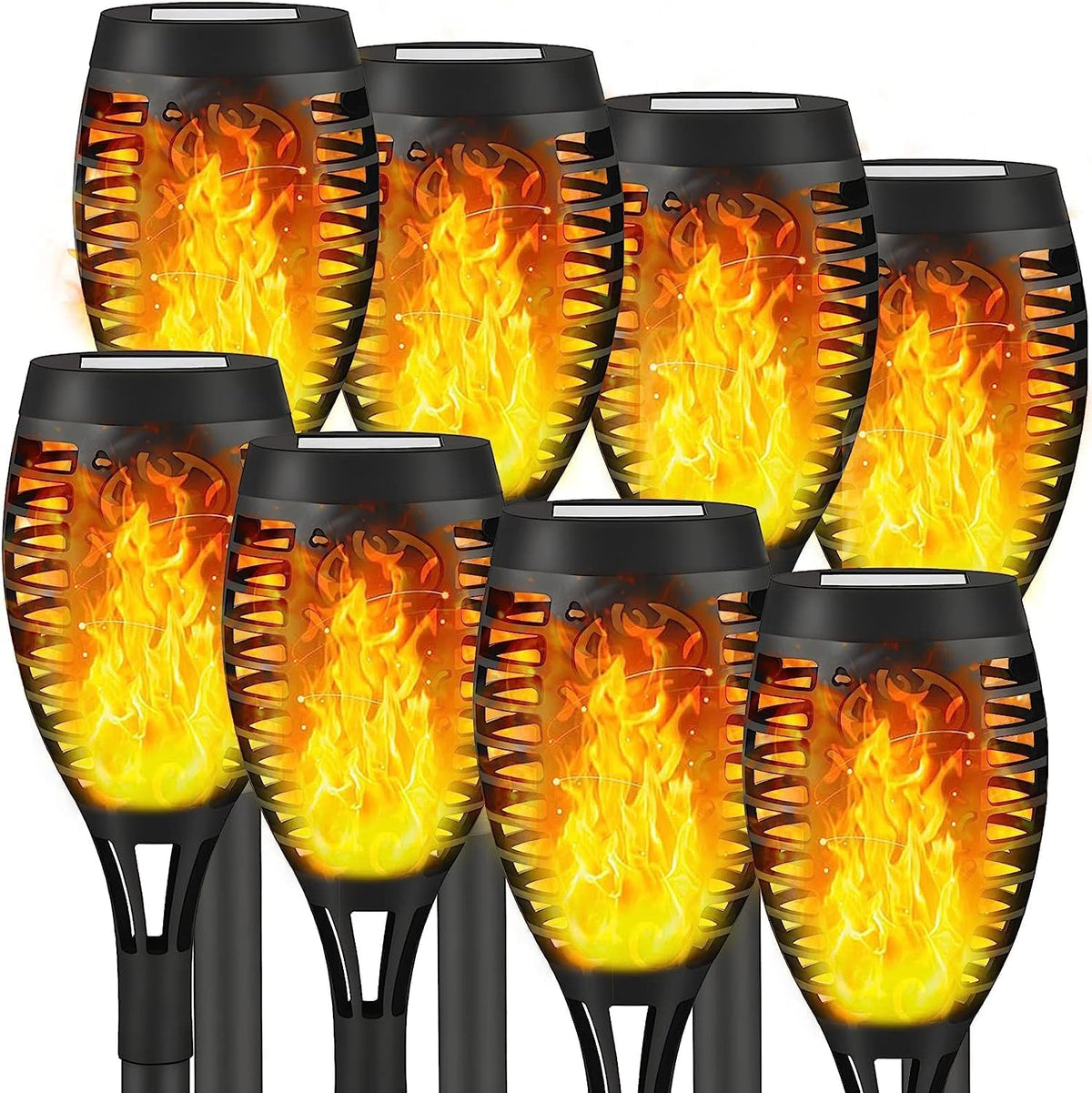 8 Pack Solar Outdoor Lights with Flickering Flame L516