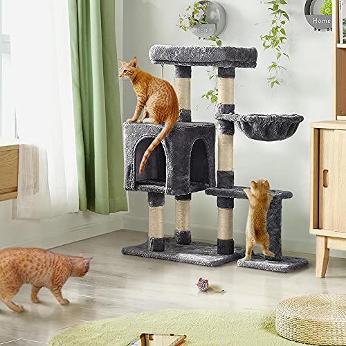 Light Gray 38in Cat Tree with Scratching Posts J4964
