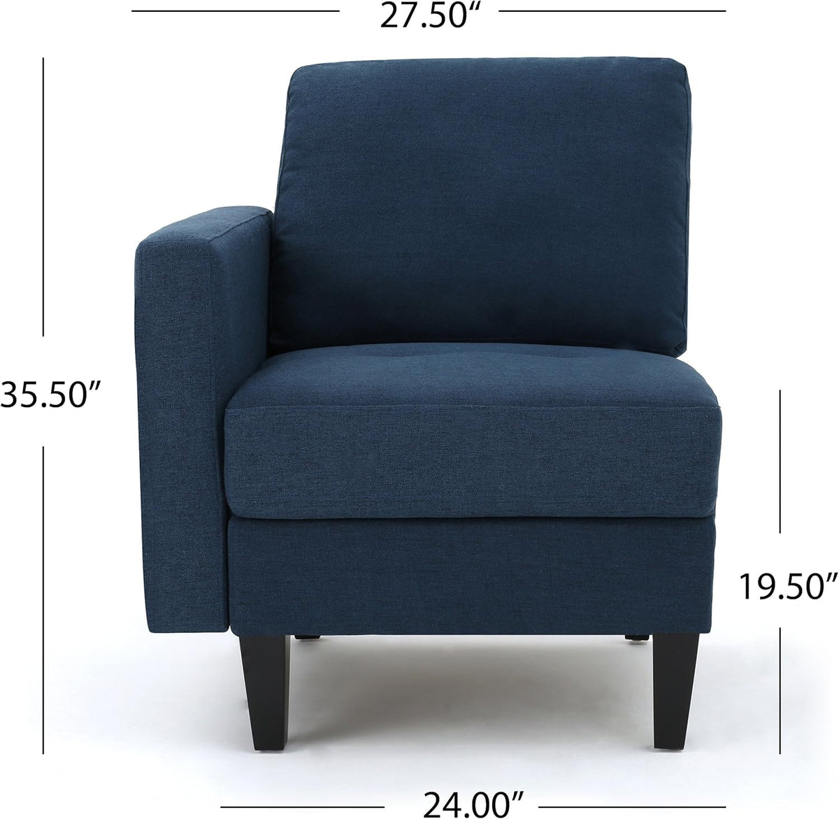 Dark Blue Fabric Sectional Couch with Storage Ottoman, 6-Pcs Set F686