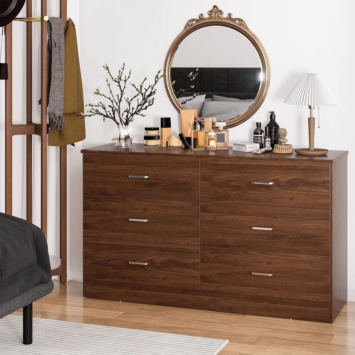 White 6 Drawer Wood Double Dresser Z3402